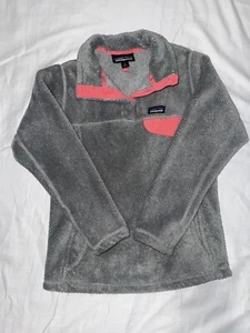 Patagonia Sweater Girls Gray PolarTec Snap T Fleece Pullover Size M 10 - Picture 1 of 4