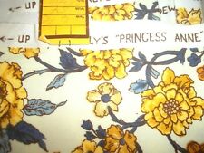 VINTAGE WAVERLY "PRINCESS ANNE" BLUE YELLOW SCREEN PRINT FLORAL 1 YDS X 54