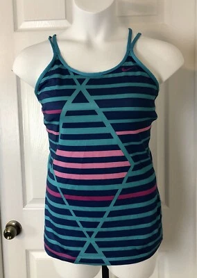 Camiseta sin mangas Nike Fit Dry Workout para mujer grande 12 14 sujetador incorporado con tiras en la espalda azul verde azulado Foto 1 de 4