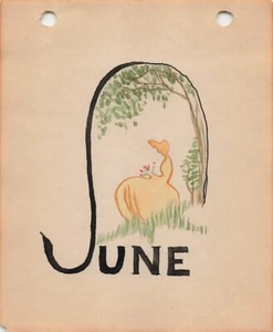 1926 Janet Robinson Calendar Page June Title Woman Tree Blossoms Silhouette - Picture 1 of 4