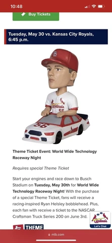 Ryan Helsley NASCAR RACEWAY Cardinals 2023 Bobblehead 05/30/23 SGA Cover