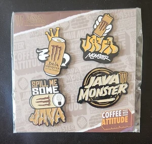 Java Monster Energy Coffee Collectors Pins. 4 pack. New sealed. Enamel, Metal - Picture 1 of 8