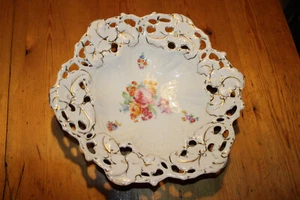 Porzellan Teller, Obstschale von Carl Tielsch,Blumendekor,Prunkteller antik 34cm - Bild 1 von 10