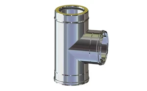 RACCORDO A TEE COIBENTATA DOPPIA PARETE 90 ° ACCIAO INOX 316 INTERNO SENZA TAPPO - Foto 1 di 1