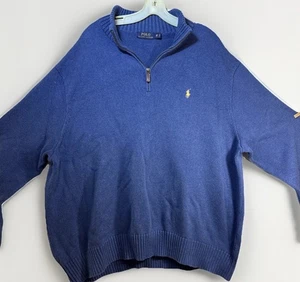 Big & Tall blau Polo Ralph Lauren Quarter Zip Pullover Sweater Cardigan 3XB Strick - Bild 1 von 15