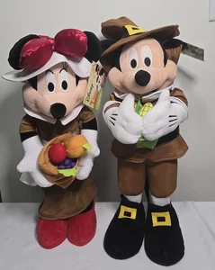 Disney Minnie & Mickey Mouse Pilgrim Thanksgiving Harvest Greeter w/ Tag ~23"T - Imagen 1 de 12