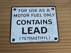 Vintage Original Porcelain Contains Lead Gas Pump Sign - Picture 1 of 2