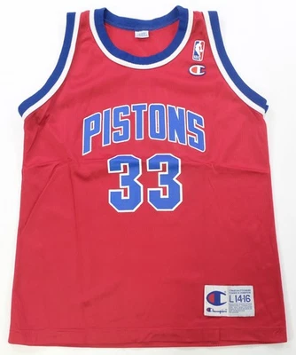 Camiseta deportiva de baloncesto rara de colección Champion Grant Hill Detroit Pistons años 90 roja juvenil L Foto 1 de 4
