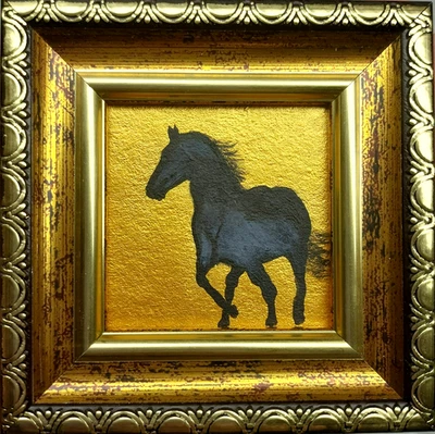Horse Oil Painting Equestrian Wall Decor Horse Lover’s Gift Framed Tiny Art - Image 1 of 4