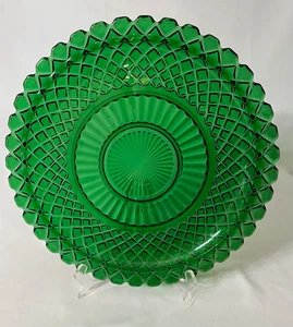 Vintage Anchor Hocking Forrest Green Waterford Waffle Platter 13.75" - Picture 1 of 3