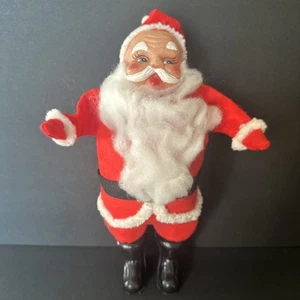 Vintage Weihnachten stehende Weihnachtsmann Puppe Gummi Gesicht Filz Outfit 1950er Japan 12 Zoll - Bild 1 von 7