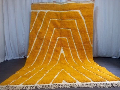 Color Yellow Moroccan Berber Wool Rug Handmade Luxury Design Area Carpet Rug - Image 1 of 4
