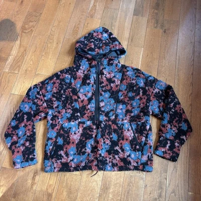 Womens Prana Polar Escape 1/2 Zip Sweater Sherpa Hoodie Pink Blue Floral XL - Image 1 of 4