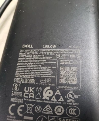 Genuine Dell 165W USB-C Charger for XPS 15 17 DA165PM210 Type C With Cable - Image 1 of 3