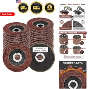 4,5 Zoll Fächerscheiben 40 Stück verschiedene Körnung Aluminiumoxid Schleifmittel Schleifscheiben - Bild 1 von 9