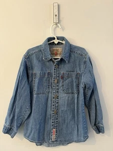 Vintage Kids Levis Red Tab Denim Chambray Long Sleeve Shirt Metal Buttons Size 6 - Picture 1 of 6