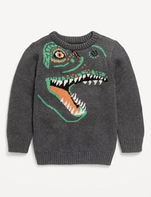 Old Navy DINOSAUR 针织毛衣尺寸 2T 和 3T 可提供(可选)全新全新带标签 — 第 1/2 张图片