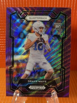 Drake Maye 2024 Panini Prizm Selecciones de draft refractor de onda púrpura #103 (RC) Foto 1 de 2