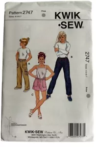 Kwik Sew 2747 Mädchen Cargohose Größe 4 5 6 7 Muster ungeschnitten VERSIEGELT Vintage 1998 - Bild 1 von 2