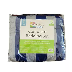 Mainstays 5-Piece Reversible Bed in a Bag Comforter Set with Sheets, Twin - Picture 1 of 7