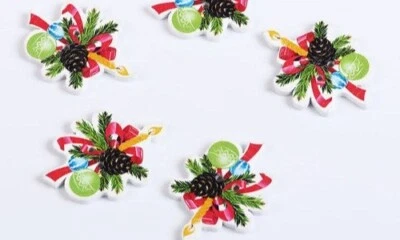 10 Furnierplatteknöpfen 35x25mm Weihnachten  Scrapbooking basteln Knopf Nähen - Bild 1 von 2