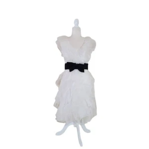 PROM $950 Marchesa Notte Creme Organza Cocktail Dress Ruffled Tulle White NEW! 2 - Picture 1 of 7