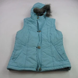 Burton Jacket Womens Large Blue Sleeveless Full Zip Outdoors Pockets Hooded - Picture 1 of 9