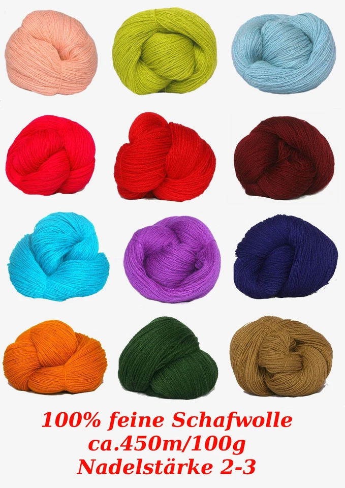 100% feine Schafwolle Garn Schurwolle, passt auch für Strickmaschinen reine Woll - Bild 1 von 1