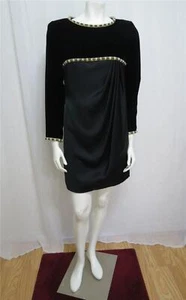 Oscar De La Renta matt satin and velvet dress size S/M - Picture 1 of 9