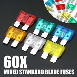 60Pz Medio Standard Lama Fuse Auto moto Fusibile lamellari assortiti Kit 1A-40A - Picture 1 of 3