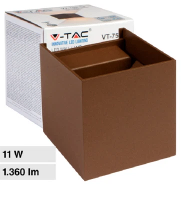 Applique LED da Muro 11W Corten IP65 Doppio Fascio Regolabile 3000K V-TAC - Immagine 1 di 4