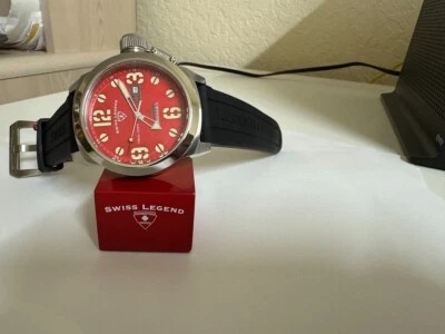 Nuevo de Lote Antiguo Reloj Hombre Swiss Legend Sumergible SL-10543 Esfera Roja 48mm Foto 1 de 4