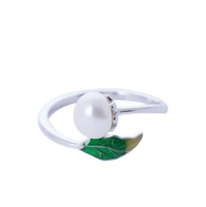 Fashion Women's 925 Silver Green Leaves Adjustable Ring Party Jewelry Gift 