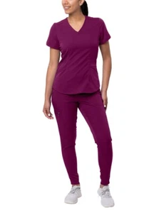 Adar Pro Modern Athletic Women Modern V-Neck Scrub Top & Scrub Pants - Picture 1 of 224