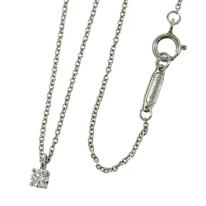 Tiffany&Co. Solitaire Diamond Necklace Pt950 Platinum 2.2g - Picture 1 of 9