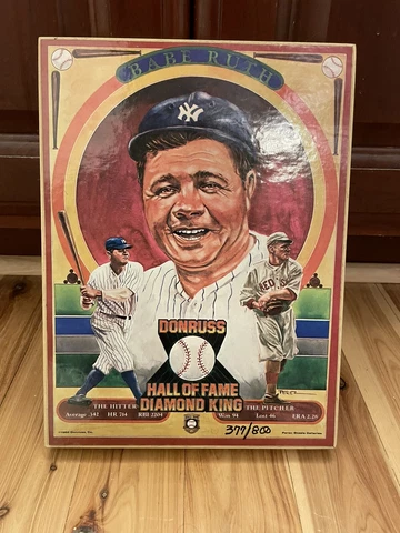 Babe Ruth Yankees Donruss HOF Diamond King Baseball Plaque Limited Ed. #377/800 Cover