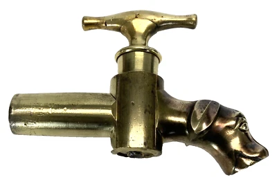 Ancien gros ROBINET en bronze tête de CHIEN fin XVIIIème début XIXème - Photo 1/4