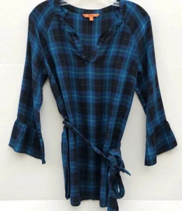 Camicia blusa top tunica Popover modcloth donna taglia small scollo a V blu - Foto 1 di 10