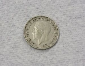 KING GEORGE V 1933  LUCKY SOLID SILVER THREE PENCE PIECE 3d's