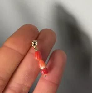 Artisan Contemporary 18k Gold Coral Earring With Brown Diamond - Picture 1 of 6