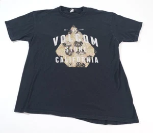 Vintage Y2K Volcom Stone Mens Black Graphic T-Shirt Size L Some Holes - Picture 1 of 8