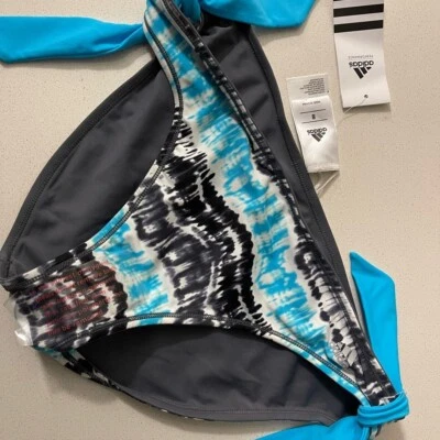 Parte inferior de bikini Adidas azul y gris estampado Foto 1 de 4