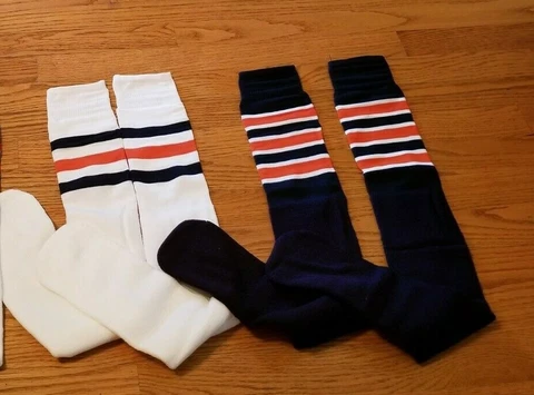2 Pairs Chicago Bears Football Quarterback White Blue Away Game Socks Mens Adult Cover