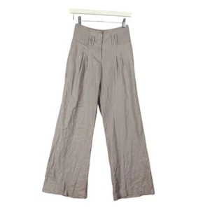Reiss Rylie Damenhose Leinen weites Bein Größe 0 Korbgeflecht Mauve Coastal Luxe - Bild 1 von 10