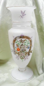 Antique Bristol Opaline Art Glass Vase Horseshoe with Beading - Picture 1 of 12