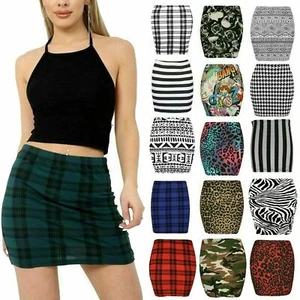 Minigonna da donna stampata elastica corta elastica mini gonna da donna taglie forti - Foto 1 di 18