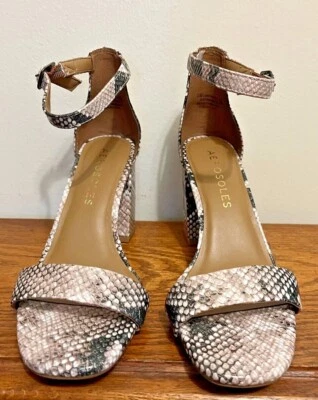 Aerosoles, Long Beach Bronceado Serpiente Estampado 142, Tacón Bloque, Talla 6.5, Nuevo en Caja Foto 1 de 4