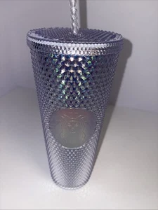 Starbucks Rainbow Unicorn Studded Venti Tumbler Cold Cup Iridescent Silver Straw - Picture 1 of 6