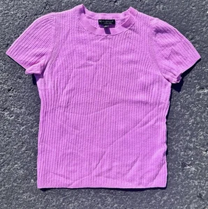 Banana Republic Merinowolle Pullover mittel gerippt dehnbar kurzarm rosa - Bild 1 von 8