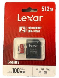 Lexar E-Series 512GB Micro SD Card, microSDXC UHS-I Flash Memory Card - Picture 1 of 4